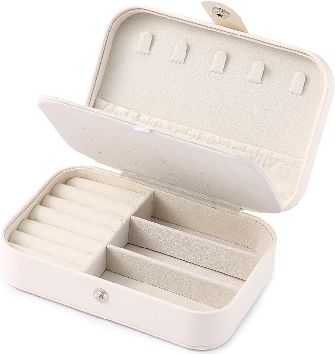 Travel Jewelry Box, PU leather Small Jewelry Organizer For Female Girls, double layer portable mini travel case for storing e