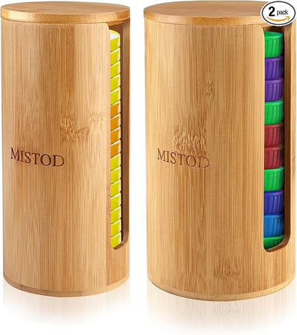 2Pack Mason Jar Lid Organizer, Bamboo Stackable Steady Mason Jar Lid Storage Suitable for Mason/Canning/Bamboo Lids(WIDE/REGULAR), Fit Perfectly