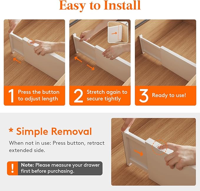 Lifewit 9 Pack 6" High Drawer Dividers 34-56cm/13.5-22" Adjustable Drawer Organizer for Clothes/Utensils, Expandable Drawer S