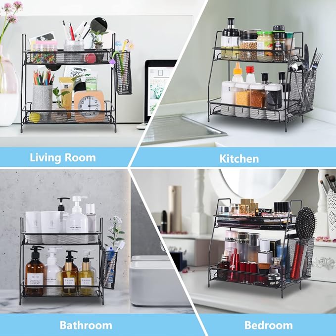 LEMIKKLE 2-Tier Bathroom Countertop Organizer,Skincare, Makeup Countertop Organizers, Kitchen, Bathroom Counter Storage with 