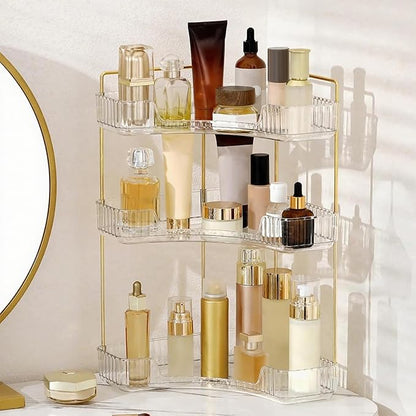INVSSENE Corner Bathroom Countertop Organizer, Vanity Trays for Counter, Makeup Organizers, Perfume Tray, Kitchen Spice Rack,