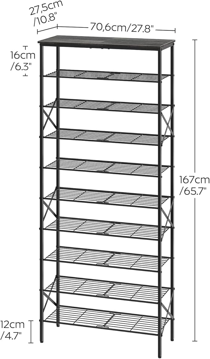 YATINEY 10 Tier Shoe Rack, Large Capacity Shoe Storage Organizer Holds 40 Pairs, Sturdy and Stable, for Entryway, Hallway, Cl