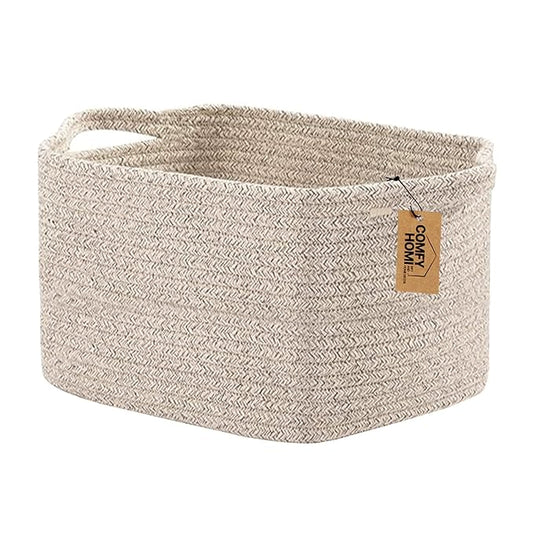 COMFY-HOMI Storage Basket for Shelves, Woven Baskets for Storage, Cotton Rope Basket for Toys,Towel Baskets, Toy Storage Orga