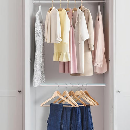Hanging Closet Rod, 17-29In Adjustable Width and Up to 37In Height Adjustable Closet Rod Extender, Double Closet Rods Hanging