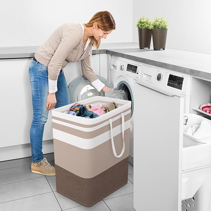 StorageRight Large Collapsible Laundry Basket Hamper with Easy Carry Handles，Freestanding Clothes Hampers for Laundry, Bedroo