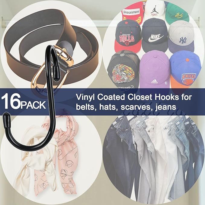 HiGift 16 Pack Purse Hanger for Closet, Unique Twist Design Bags Hanger Hooks, Large Size Closet Rod Hooks for Hanging Purses