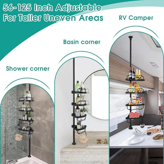 Lilyvane Corner Shower Caddy: Rustproof 125" Tension Inside Shower Organizer, Adjustable Bathroom Organizer Shelves for Batht