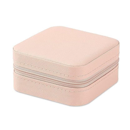 Neveika 2pcs Portable Travel Mini Jewelry Box Leather Jewellery Ring Organizer Case Storage Gift Box Girls Women (pink).