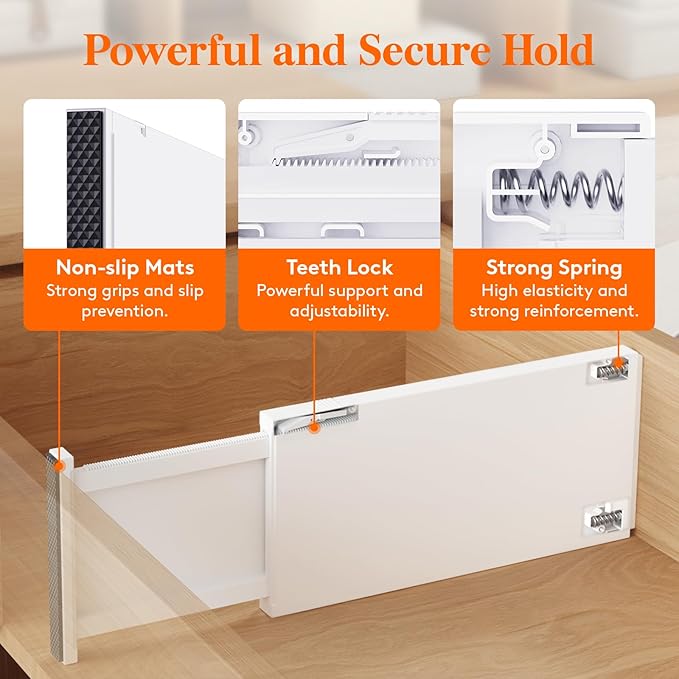 Lifewit 4 Pack 6" High Drawer Dividers 34-56cm/13.5-22" Adjustable Drawer Organizer for Clothes/Utensils, Expandable Drawer S