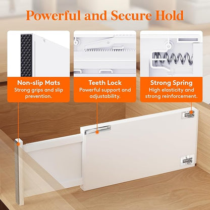 Lifewit 4 Pack 6" High Drawer Dividers 34-56cm/13.5-22" Adjustable Drawer Organizer for Clothes/Utensils, Expandable Drawer S