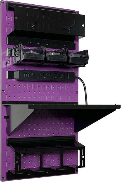 Wall Control Power Tool Storage Organizer Kit Cordless Drill Holder Charging Station Rack 16” x 32” Metal Pegboard Organizati
