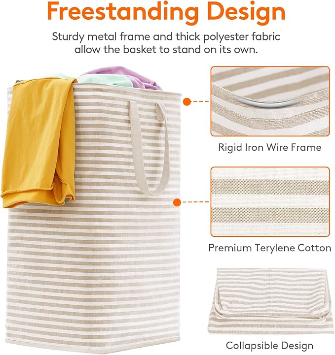 Lifewit 1 Pack Laundry Basket 80L Each, Collapsible Clothes Hamper with Reinforced Handles, Freestanding Waterproof Design fo