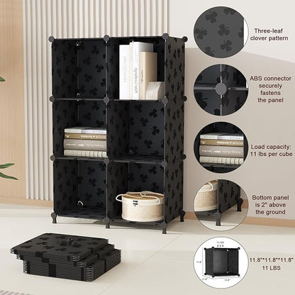 UNKU Cube Storage Organizer, 10 Cube Closet Organizer Storage Shelves, DIY Stackable Bookcase, Clothes Organizer Shelf for Cl