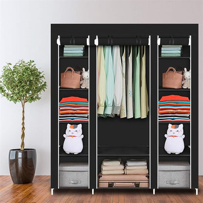 Closet Wardrobe, Portable Closet for Bedroom, Clothes Rail with Non-Woven Fabric Cover, Clothes Storage Organizer, 58 x 17 x 