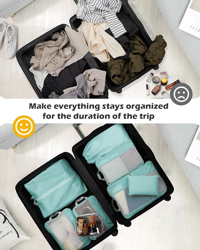Gonex 8 Set Compression Packing Cubes for Travel, Expandable Mesh Packing Organizer for Travel Accessories Essentials with To