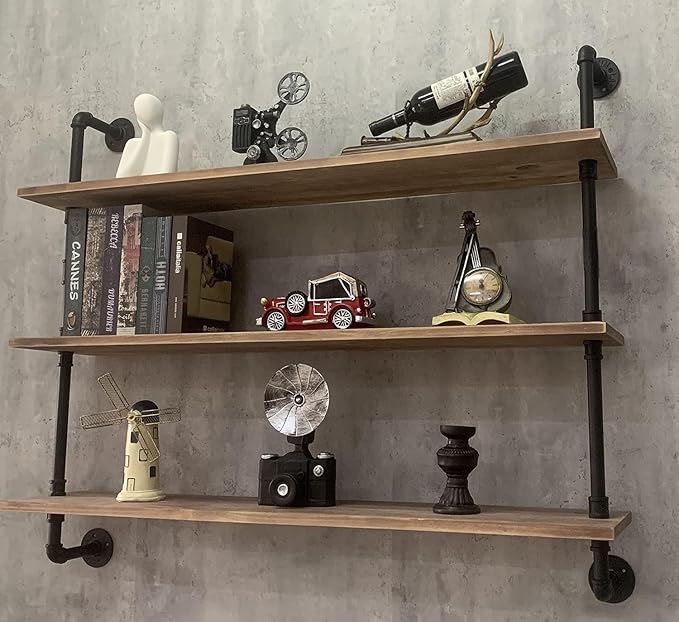 Pipe Shelves Industrial Pipe Shelving Shelves Real Wood Industrial Floating Pipe Shelves with Wood Planks 36 inch Wall Shelve