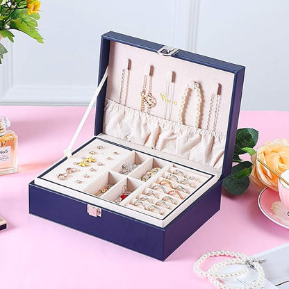 Voova Jewelry Box Organizer for Women Girls, 2 Layer Large Men Jewelry Storage Case,PU Leather Display Jewellery Holder with 