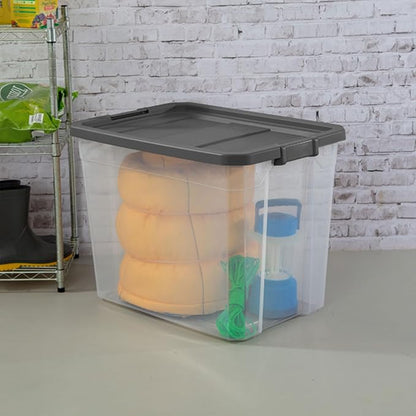 Sterilite 16-Pack Modular Stacker Box, Durable Clear Plastic Storage Bins with Latching Lids, 108 Quart - Stackable Organizin