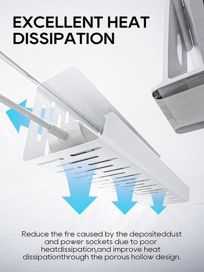NODOCA No Drill Under Desk Cable Management Tray, 14'' Wire Management, Punch-Free Clamp on, Metal Cable Tray, Wire Organizer