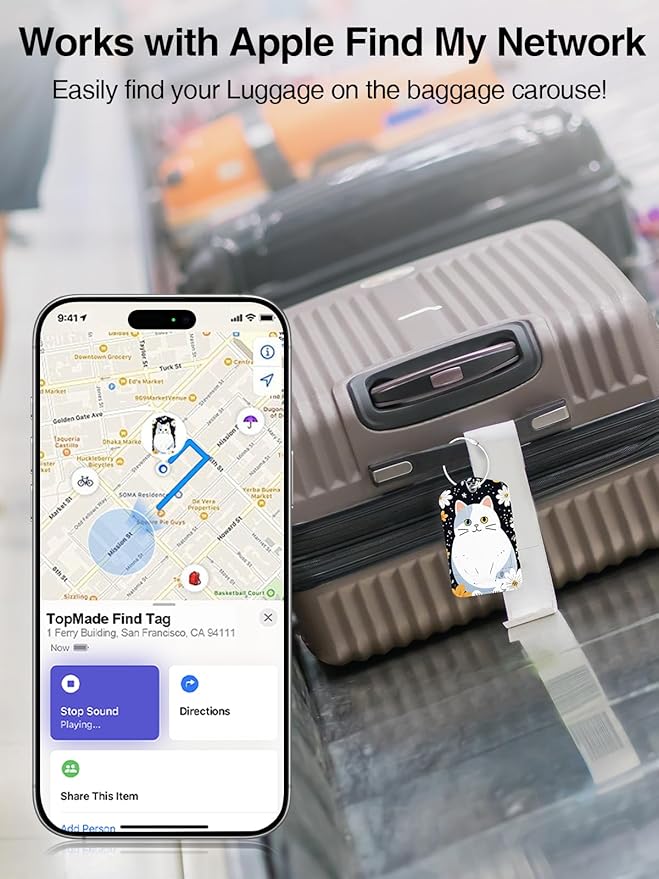 TopMade Smart Luggage Tag with Find My, Premium Leather Luggage Tags for Suitcase, Travel Bags, Backpacks, Anti-Lost Suitcase