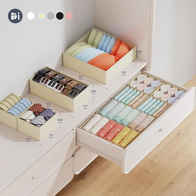 DIMJ Drawer Organizer Clothes, 20 Pack Dresser Organizer, Foldable Closet Organizers and Storage, Fabric Dresser Bins, Drawer