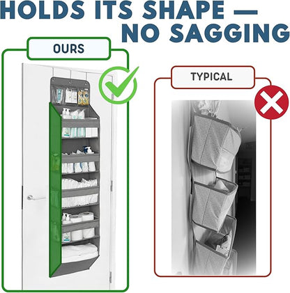 Over The Door Organizer Hanging with 5 Large & 6 Side Pockets 5 Tier Behind Door Storage 50 lbs for Closet, Nursery, Bathroom