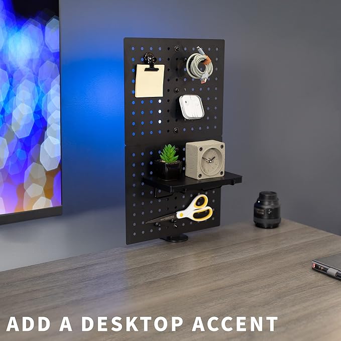 VIVO Steel Clamp-on Desk Pegboard, 12 x 20 inch Privacy Panel, Magnetic Peg Board, Office Accessory Organizer, Above or Under