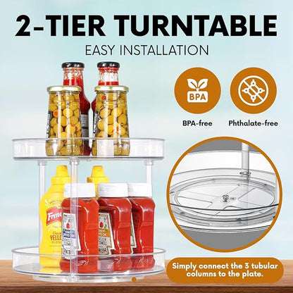 Clear Lazy Susan Organizer, Rotating Kitchen Pantry Organization and Storage, Medicine Cabinet Organizer, Lazy Susan Turntabl