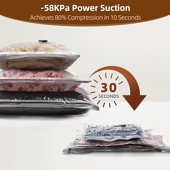 15 Pack Vacuum Compression Bags for Travel, Carry-on Size Seal Packing Cubes for Luggage,Vacuum Storage Bags, Space Saver for