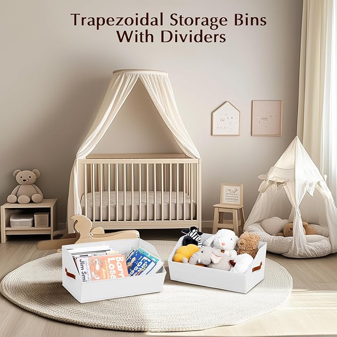 Homsorout Closet Organizers and Storage Bins - 4 Pack Collapsible Divided Trapezoidal Cube Storage Bins Baskets with Orange H