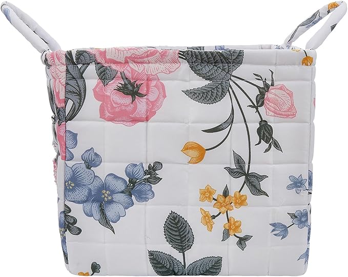 Boho Fabric Storage Basket, Large Capacity Laundry Basket, 12.2'' x 10.23'' x 10.23'' Collapsible Laundry Hamper with Easy Ca