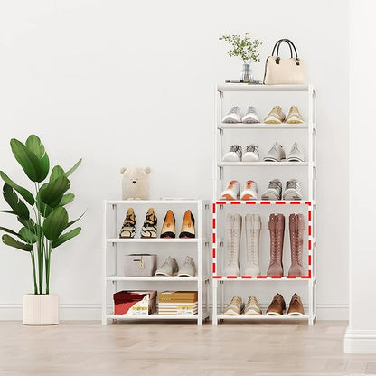 4-Tier Small Shoe Rack, Metal Stackable Kids Shoe Shelf Storage Zapateras Organizer,Narrow Shoe Rack Sturdy for Closet Hallwa