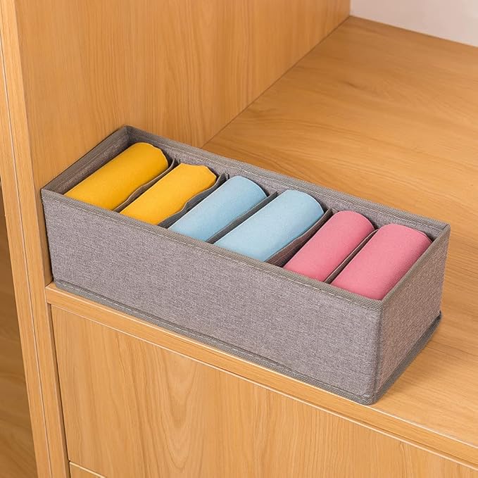 Qozary 3 Pack Sock Underwear Drawer Organizer Dividers, Collapsible Cabinet Closet Storage Boxes for Clothes, Socks, Lingerie
