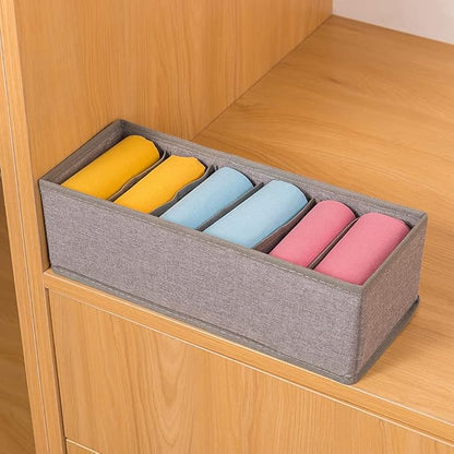 Qozary 3 Pack Sock Underwear Drawer Organizer Dividers, Collapsible Cabinet Closet Storage Boxes for Clothes, Socks, Lingerie