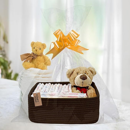 COMFY-HOMI 13" x 8.5" x 5.1" Storage Baskets for Organizing | Cotton Rope Woven Basket | Toy Storage Bin Box | Basket for She