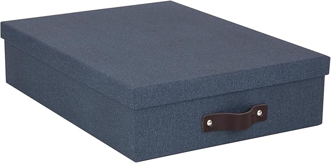 Bigso Oskar Canvas Fiberboard Document Letter Box - File Organizer Box for Important Paperwork - Document Storage with a Lid 