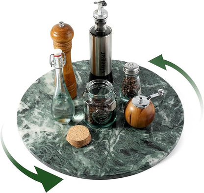 Koville 16'' Green Marble Lazy Susan Marble Turntable for Kitchen Dinning, Lazy Susans Organizer for Cabinet, Serving Rotatio