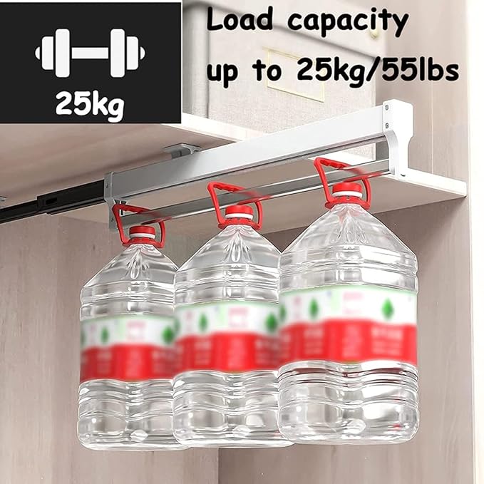 Pull Out Clothes Rail Extendable Pull Out Closet Rod - Wardrobe Pull-Out Trousers Rack, Hanger Rail For Cabinet Soft Return, 