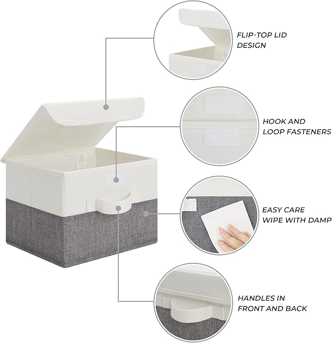 GRANNY SAYS Small Storage Bins with Lids, Small Storage Boxes, Shelf Baskets for Shelf, Collapsible Storage Bins for Living R