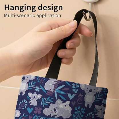 Plastic Bag Holder, Wall Mount Grocery Bag Organizer, Funny Hanging Trash Storage Dispenser for Home Kitchen Cute Blue Koala