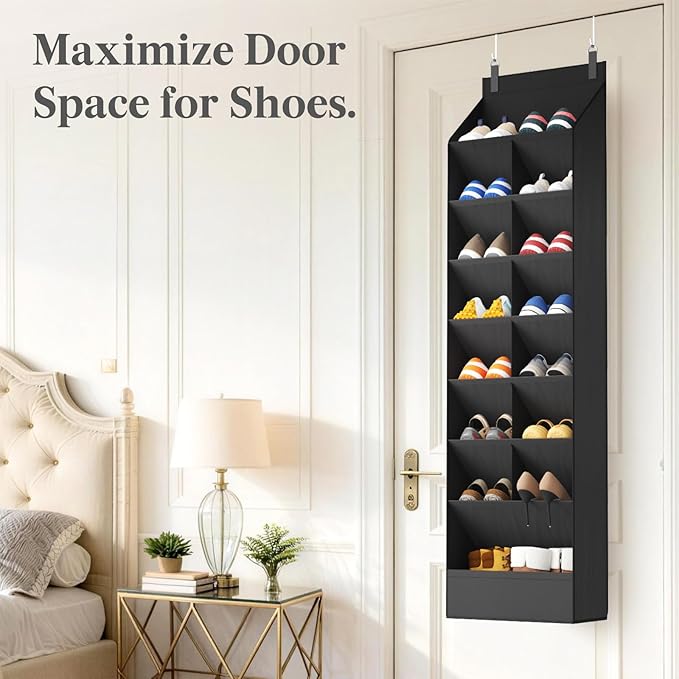 Lifewit 8 Tier Over the Door Shoe Organizer with 15 Large Deep Pockets, Fabric Hanging Shoes Shelf for Closet, Dorm Storage, 