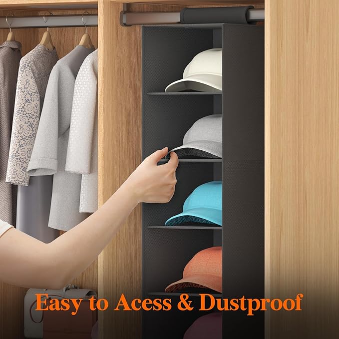 Lifewit Hat Organizer for Baseball Caps, Hat Rack Hanging Storage, Non-Woven Fabric Display Shelf Holds Up to 40 Hats, Cap Ho