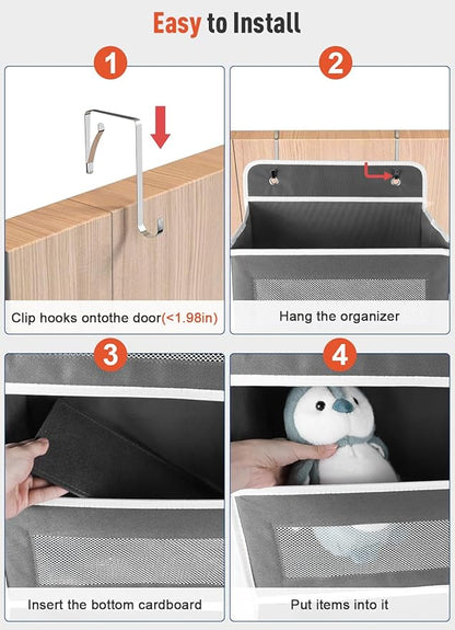 2 Pack Over The Door Organizer Storage, 5 Shelf Hanging Door with 5 Large Capacity Pockets, Anti Tilt 48 lb Load Behind Door 