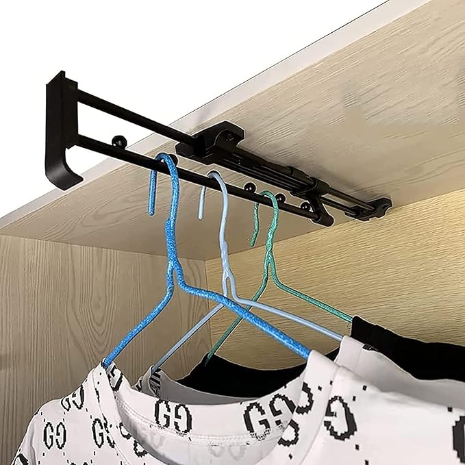 Wardrobe Clothes Hanger Rail - Heavy Duty Retractable Closet Pull Out Rod, 25-45cm Pull-out Clothes Rail, Extendable Wardrobe