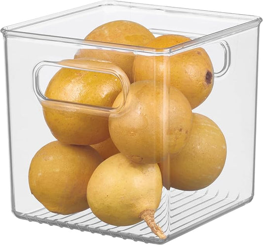 iDesign Recycled Plastic Pantry and Kitchen Storage, Freezer and Fridge Organizer Bin with Easy Grip Handles – 6” x 6” x 6”, 