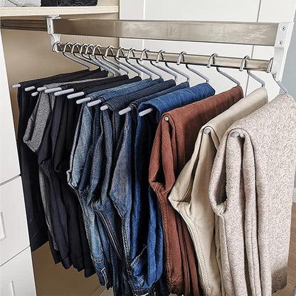 Heavy Duty Extendable Pull Out Closet Rod - Closet Clothes Hanger Rail, Load 25kg Pull Out Closet Clothes Hanger Rail, 30-80c