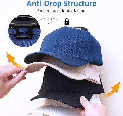 MACOPRO Hat Organizer for Baseball Caps for wall,2 Pack Cap Racks, Rack Hanger Storage Display Holder Hooks Stand for Closet 