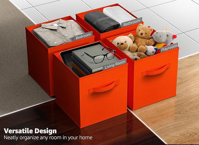 Sorbus Fabric Storage Cubes - 6 Foldable Storage Bins for Organizing Pantry, Cubbies, Toy Box - Clothes Storage & Closet Orga