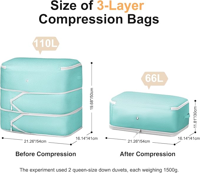 Comforter Storage Bag - Large Capacity Blanket Storage Bags 3-Layer Ultra Space Saving Self Compression Organizer, Washable C