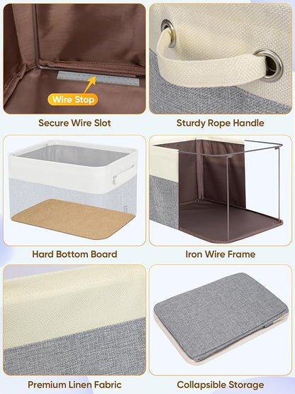 BALEINE 4 Pack Fabric Closet Storage Bins for Shelves, Linen Closet Organizers and Storage, Decorative Baskets for Organizing